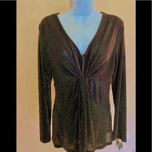 NWOT, Daisy Fuentes Black/Gold Iridescent Top